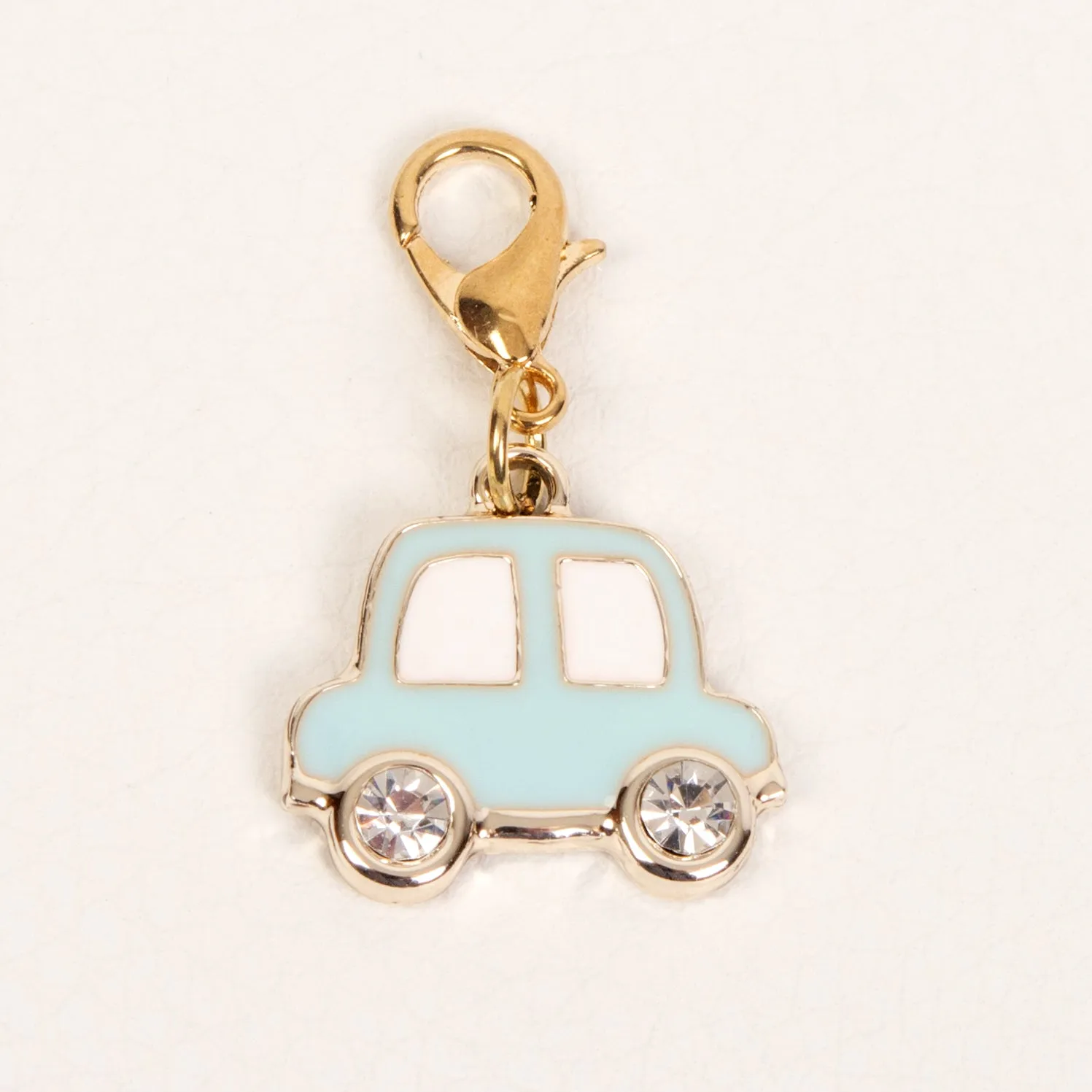Enamel Car Charm with Rhinestone Wheels - 4 Colors Available