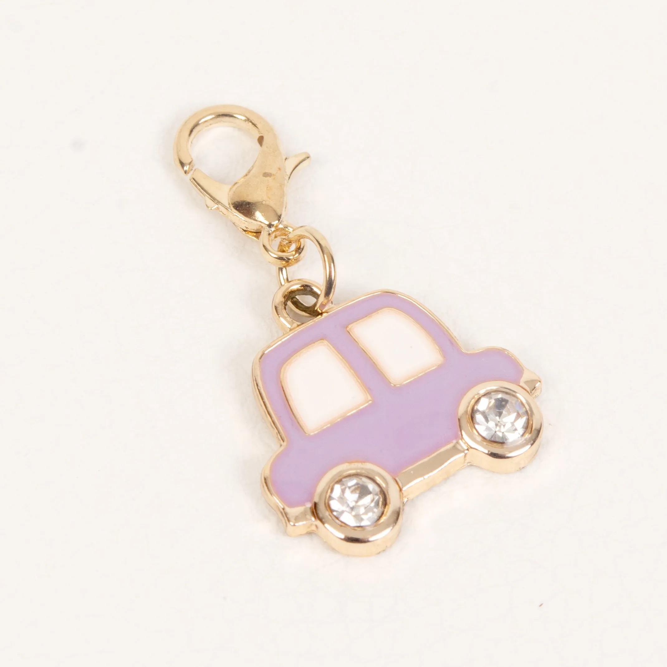 Enamel Car Charm with Rhinestone Wheels - 4 Colors Available