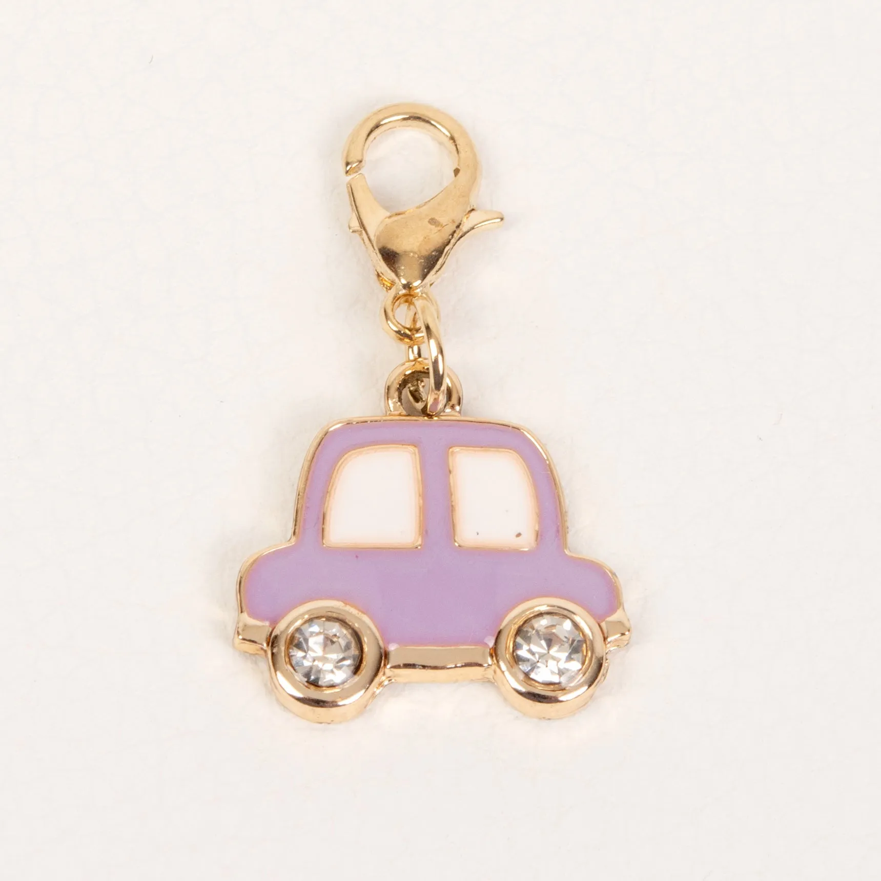 Enamel Car Charm with Rhinestone Wheels - 4 Colors Available
