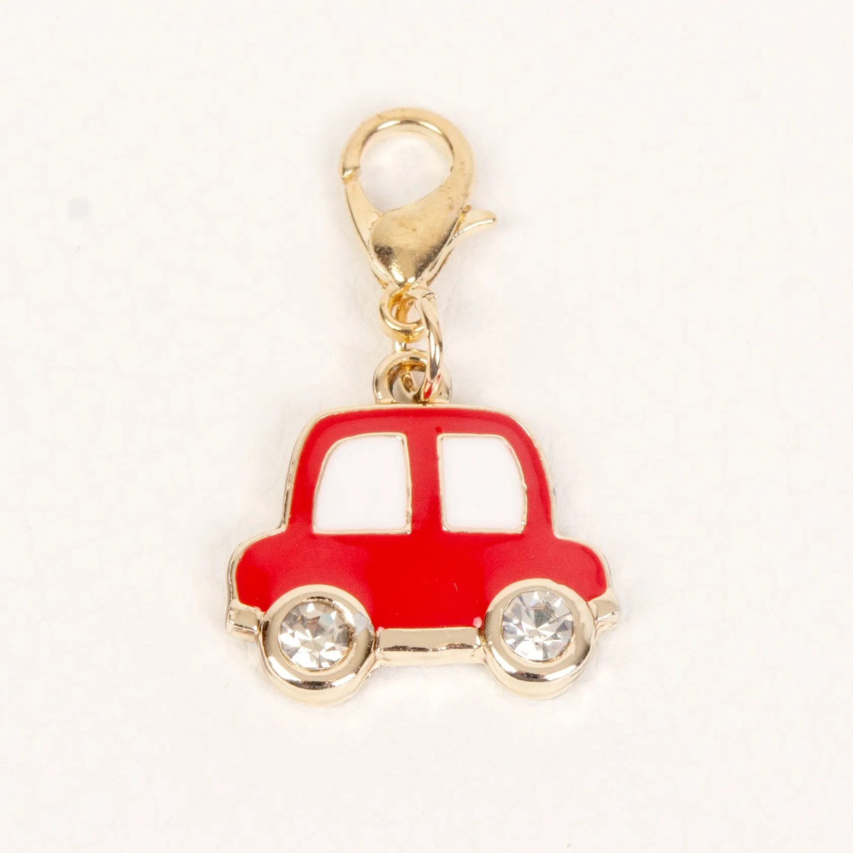 Enamel Car Charm with Rhinestone Wheels - 4 Colors Available