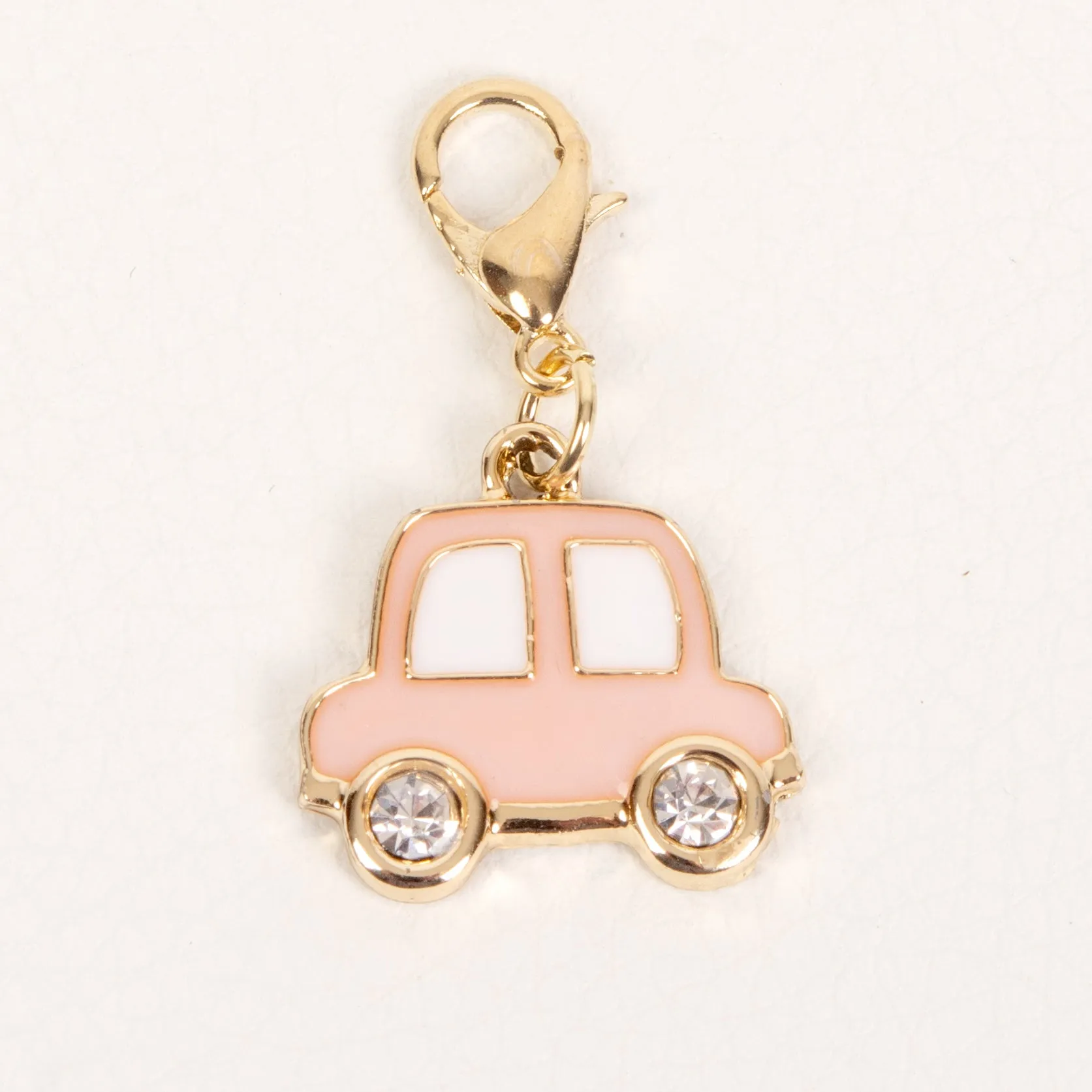 Enamel Car Charm with Rhinestone Wheels - 4 Colors Available