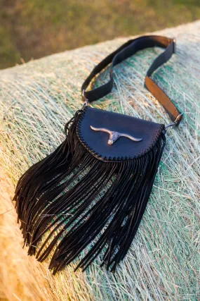 Esperanza Longhorn Leather Fringe Crossbody Bag