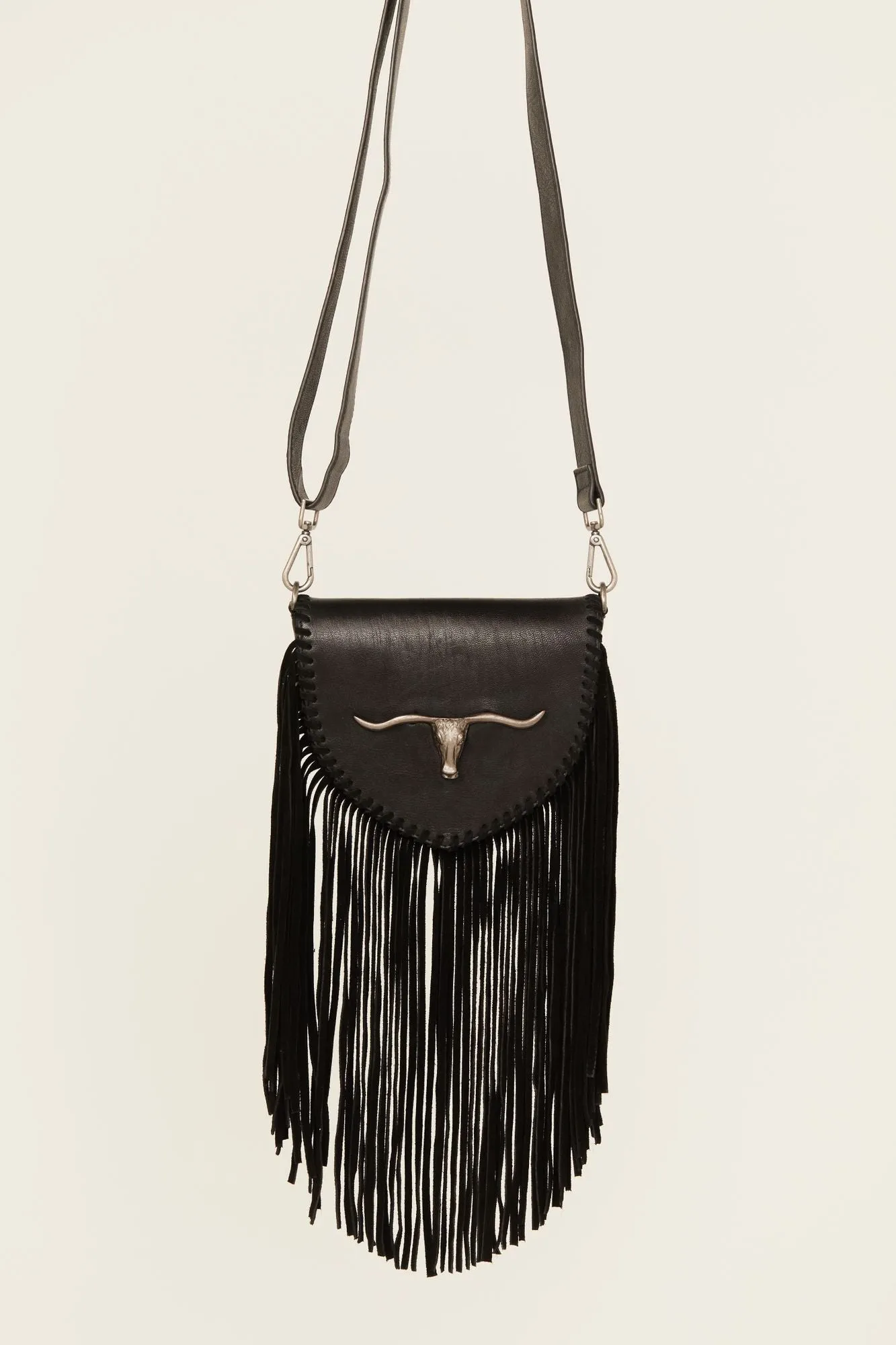 Esperanza Longhorn Leather Fringe Crossbody Bag