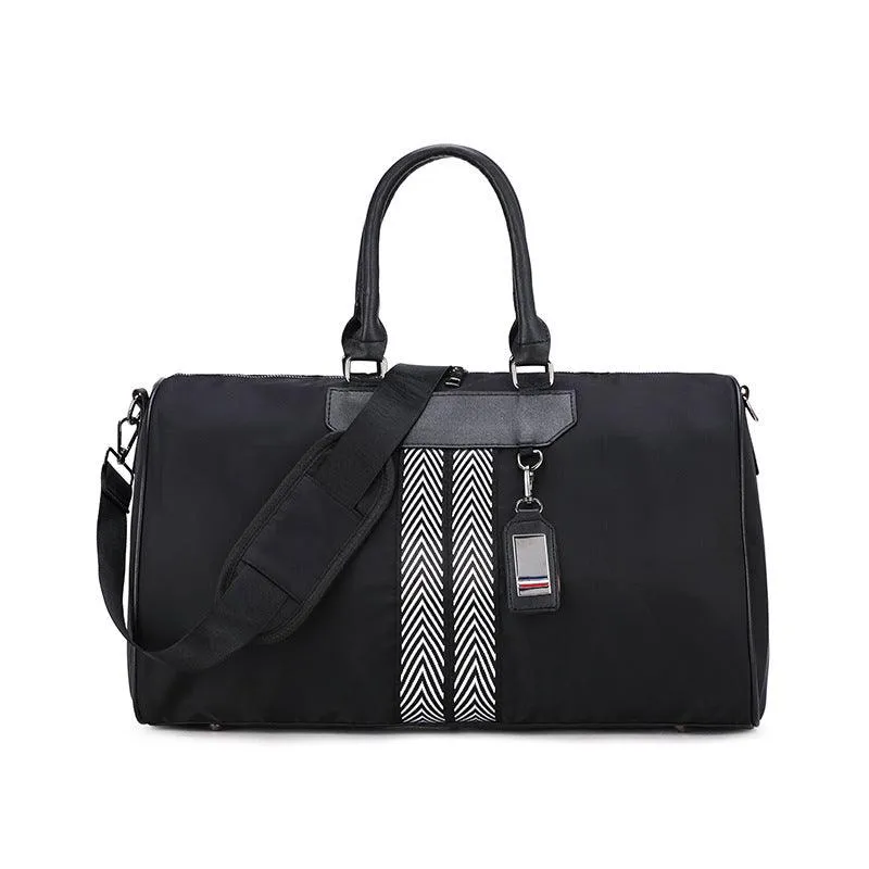Executive Plain Black Large Capacity Travel Bag With Classic Black And White Designs
