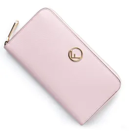 Fendi F Is Fendi Peonia Pink Calfskin Leather Zip Around Long Wallet 8M0299