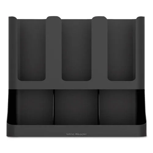 Flume Six-section Upright Coffee Condiment/cup Organizer, 11.5 X 6.5 X 15, Black