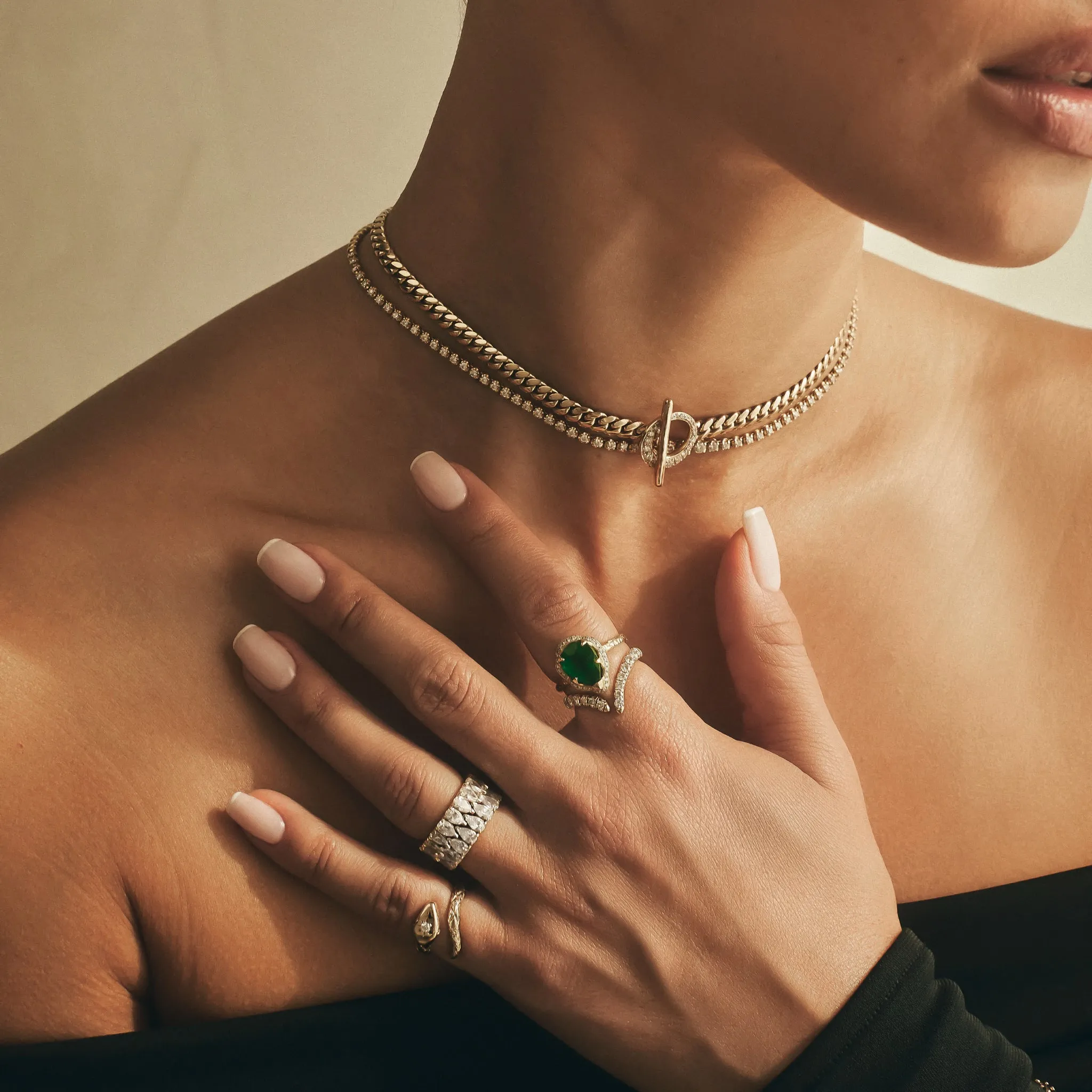 French Pavé Diamond Tusk Ring | Ready to Ship