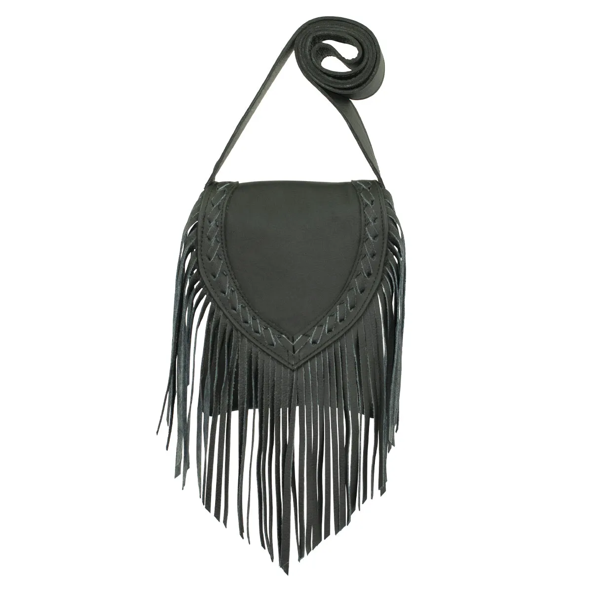 Fringed Cowgirl Flap Bag Crossbody - Black