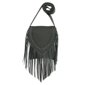 Fringed Cowgirl Flap Bag Crossbody - Black