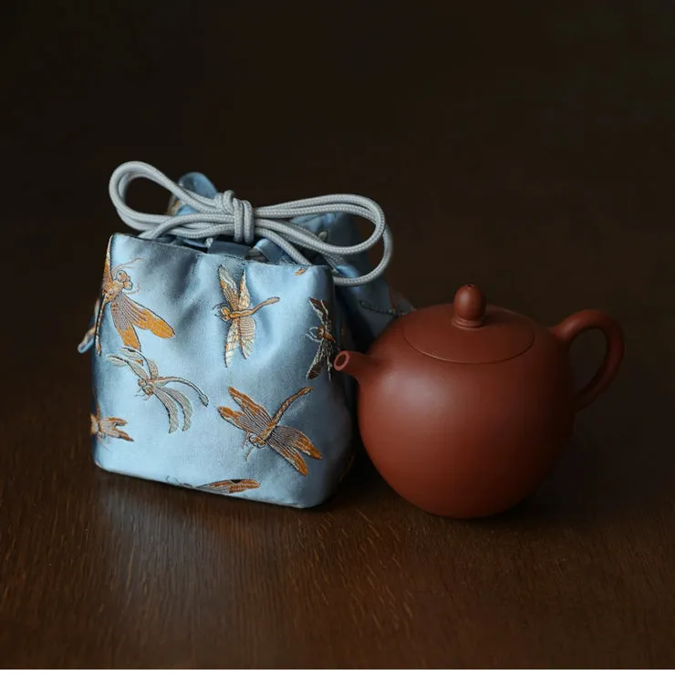 Gohobi Colourful Brocade Teaware Storage Travel Bag