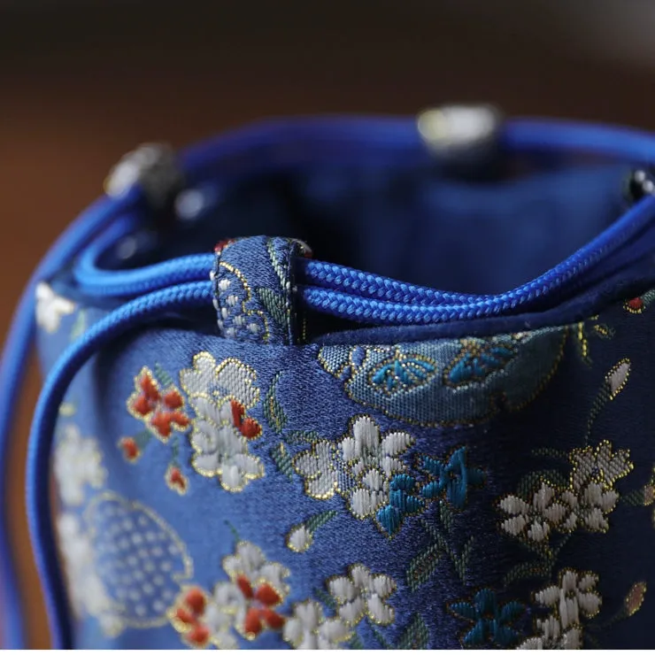 Gohobi Colourful Brocade Teaware Storage Travel Bag
