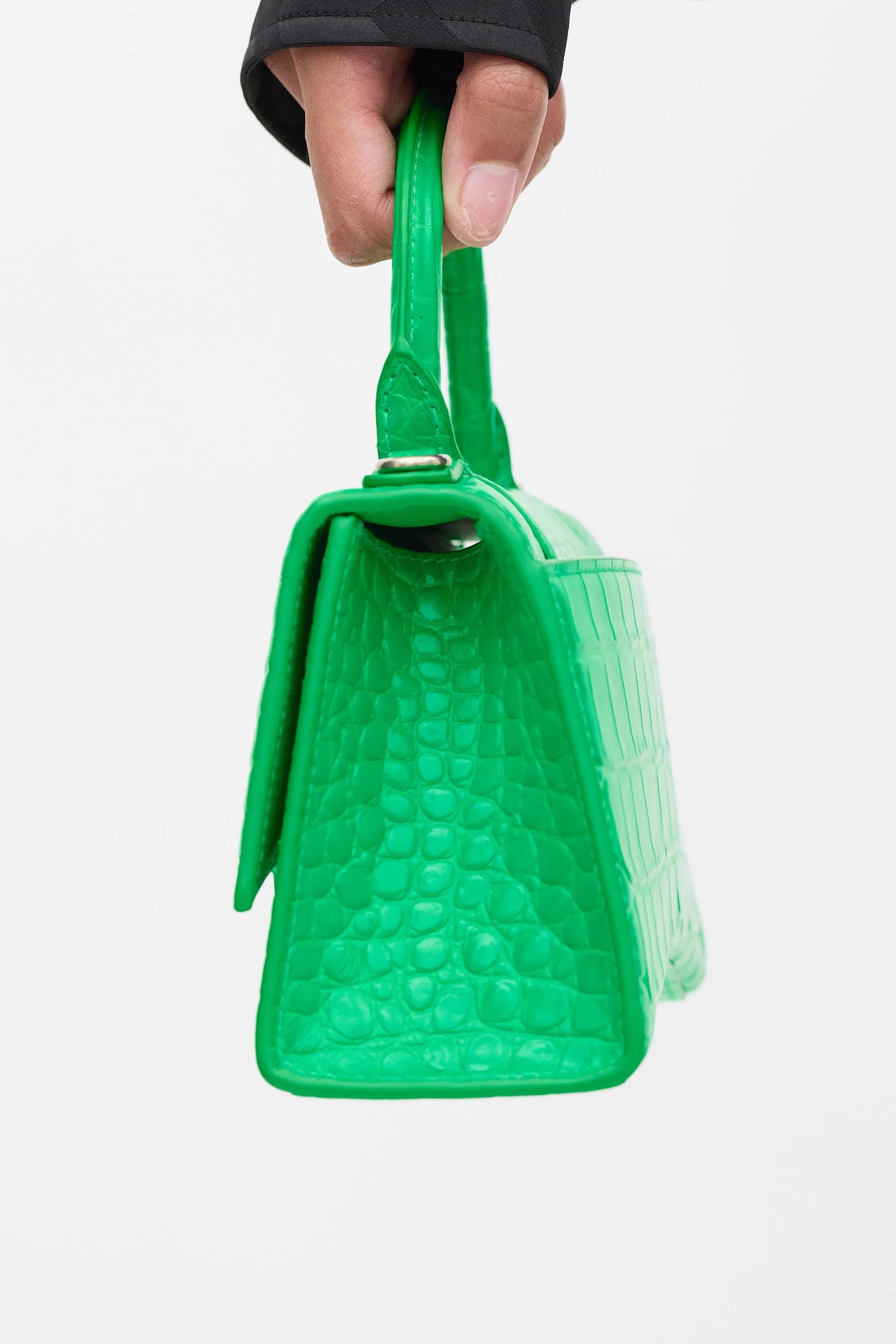 Green Embossed Leather Hourglass XS Bag