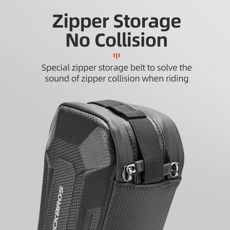 Hard Shell Bicycle Bag Carbon Pattern Waterproof Top Tube Bag Cycling Saddle Bag 1.5L High Capacity