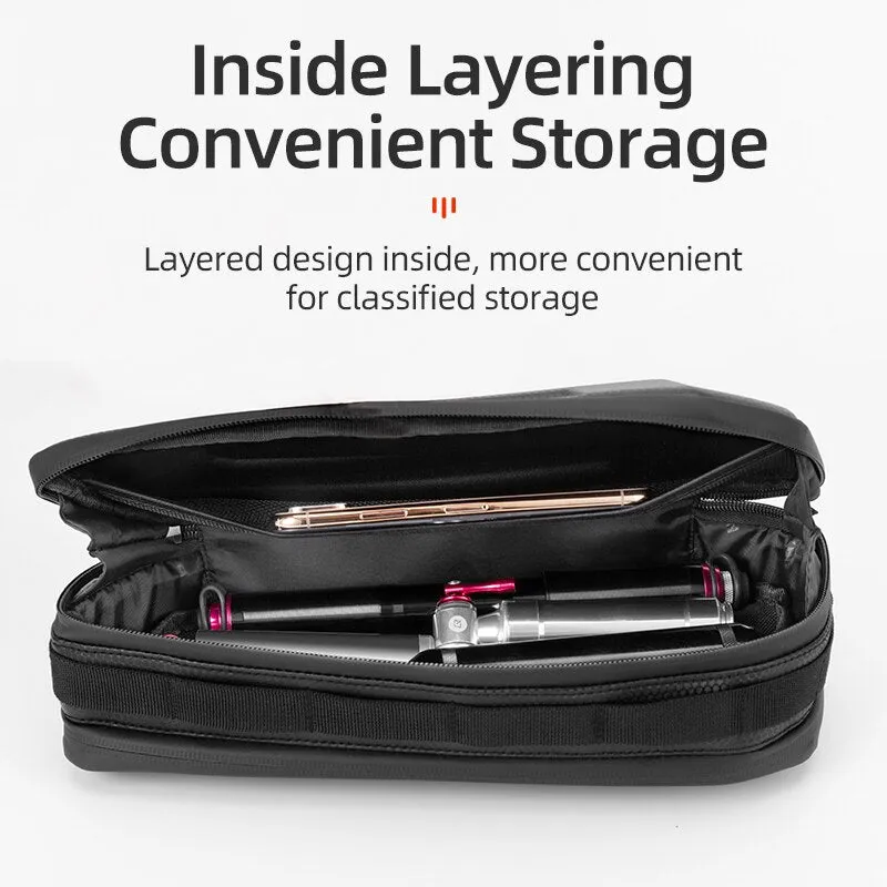 Hard Shell Bicycle Bag Carbon Pattern Waterproof Top Tube Bag Cycling Saddle Bag 1.5L High Capacity