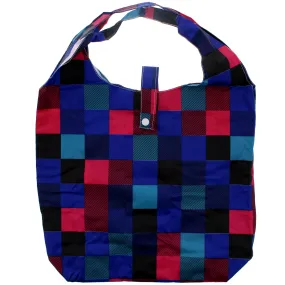 Heavy Duty Checkered Shopping Bag in Pocket Pouch