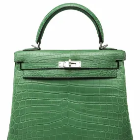 Hermès Kelly 25 Cactus Alligator Mississippi Matte Palladium Hardware PHW