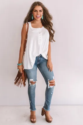 Hey, Sweetheart Shift Tank In White