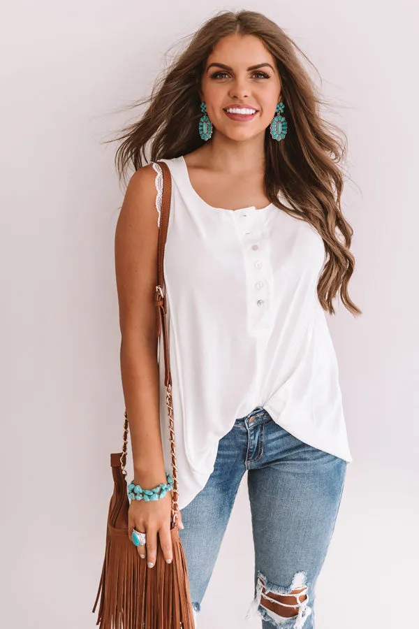 Hey, Sweetheart Shift Tank In White