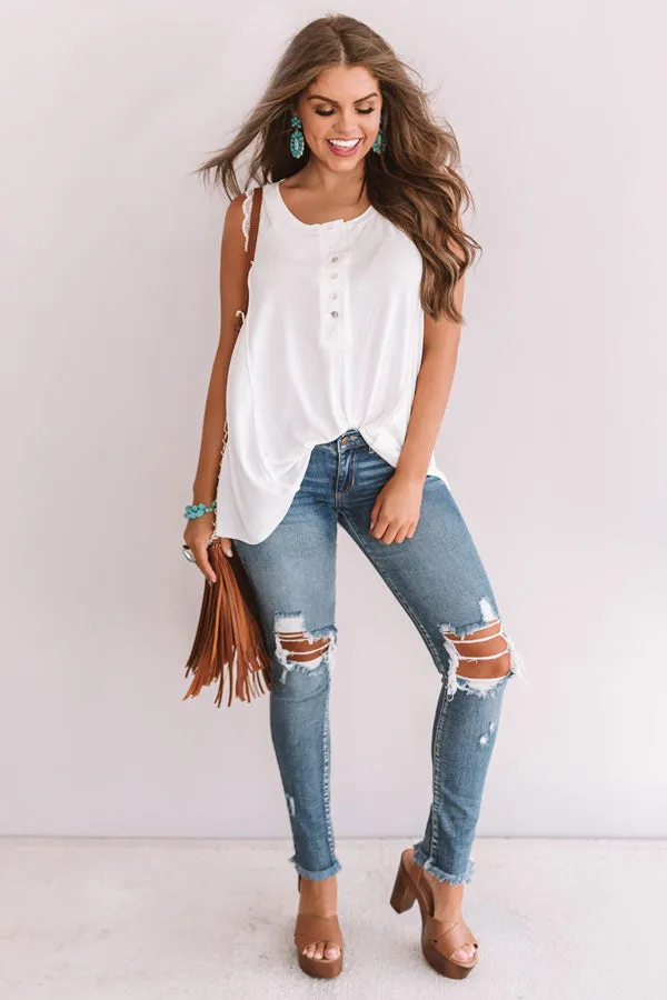 Hey, Sweetheart Shift Tank In White
