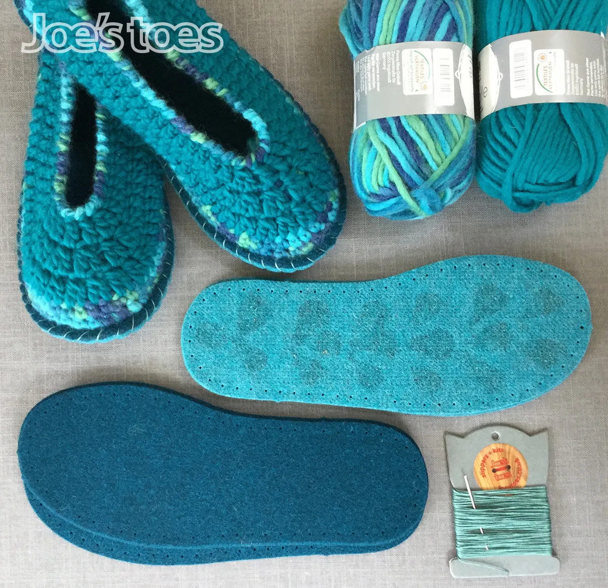 Joe's Toes Sarah Crochet Slipper Kit - Turquoise or Forest Mix
