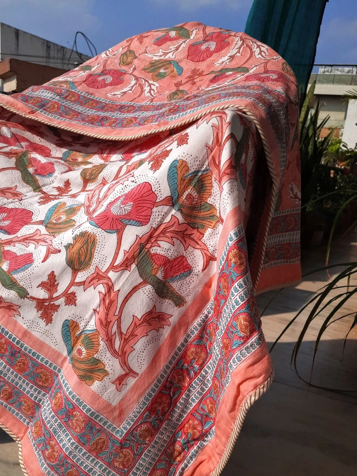 Kids AC Quilt- Pink & White Floral Design
