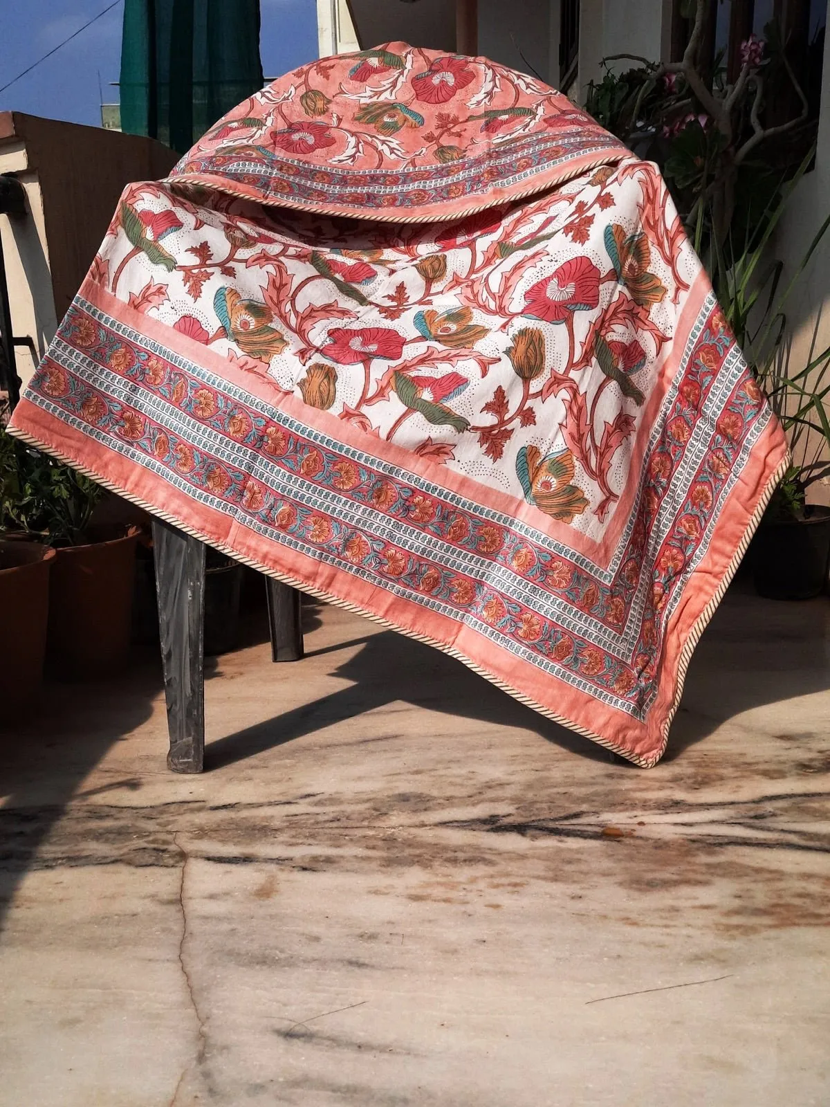 Kids AC Quilt- Pink & White Floral Design