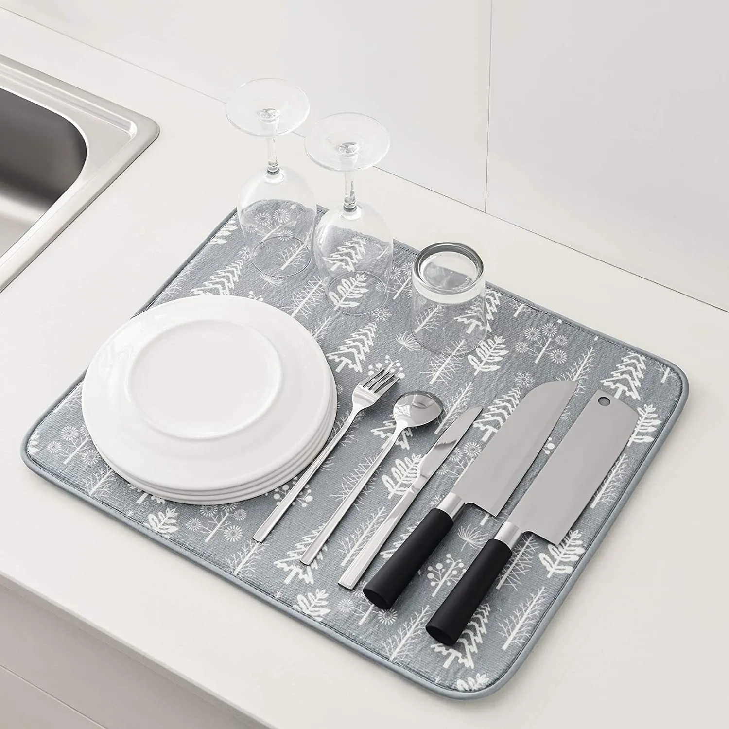 Kitchen Drying Mat Cups Dishes Cutting Board Absorbent Placemat