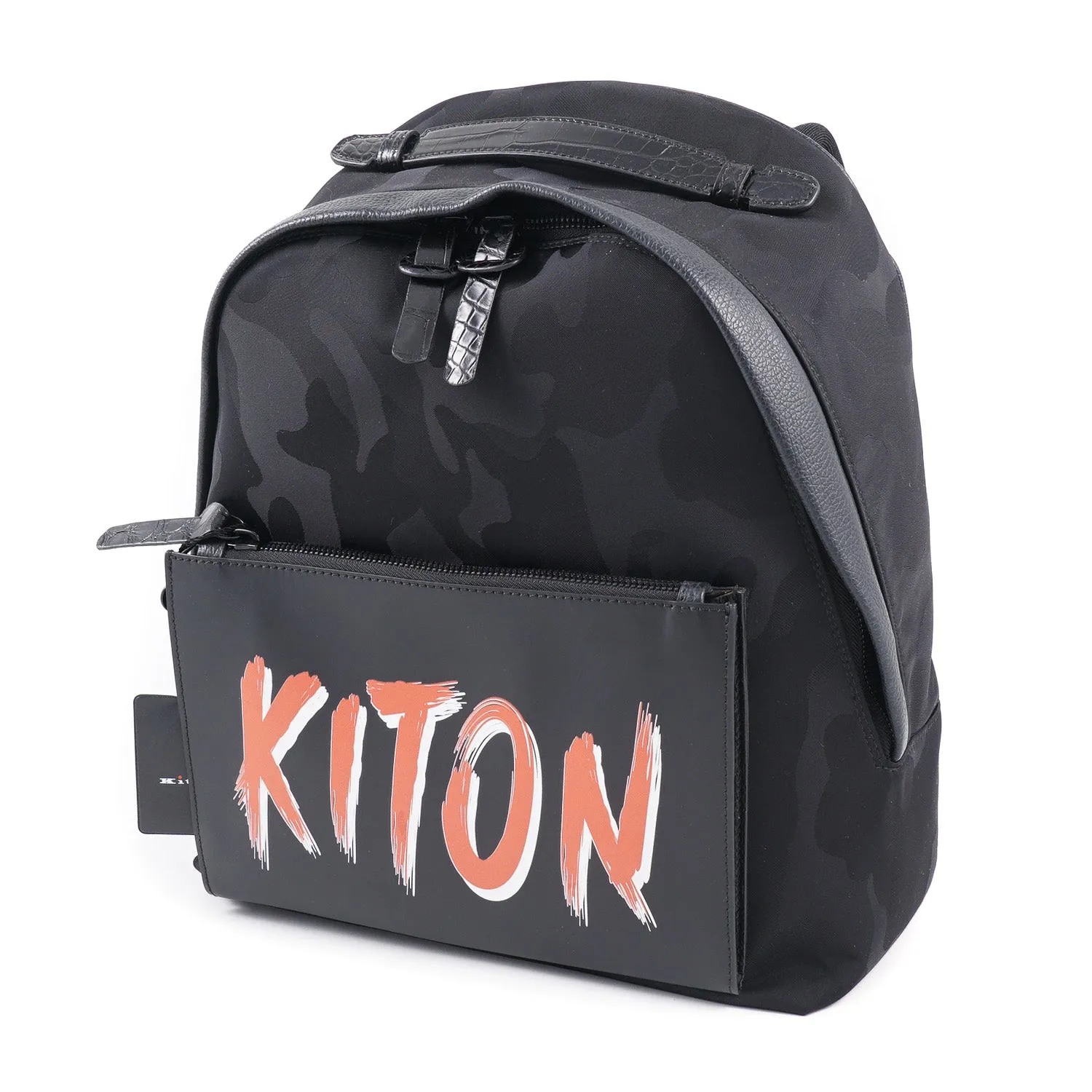 Kiton Nylon Calf Leather and Crocodile Backpack