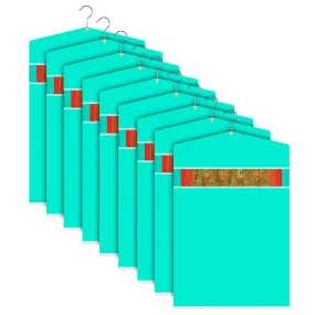 Kuber Industries Hanging Saree Cover | Non-Woven Plain Hanging Saree Bag | Clothes Saree Stoarge Organizer | Small Transparent View Hanging Saree Cover | Pack of 9 | Green