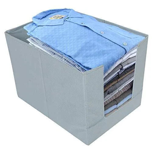 Kuber Industries Non-Woven 4 Pieces Shirt Stacker Wardrobe Organizer (Grey)-CTKTC21197