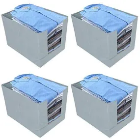 Kuber Industries Non-Woven 4 Pieces Shirt Stacker Wardrobe Organizer (Grey)-CTKTC21197