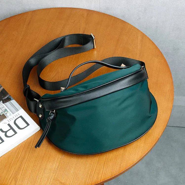 Ladies Black Nylon Crossbody Bag Chest Bag For Women