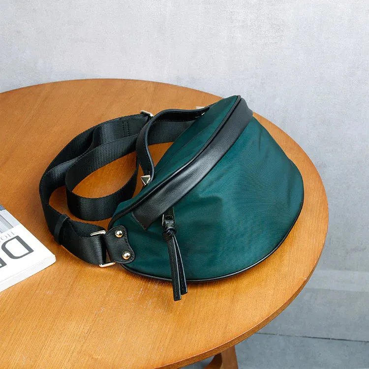 Ladies Black Nylon Crossbody Bag Chest Bag For Women