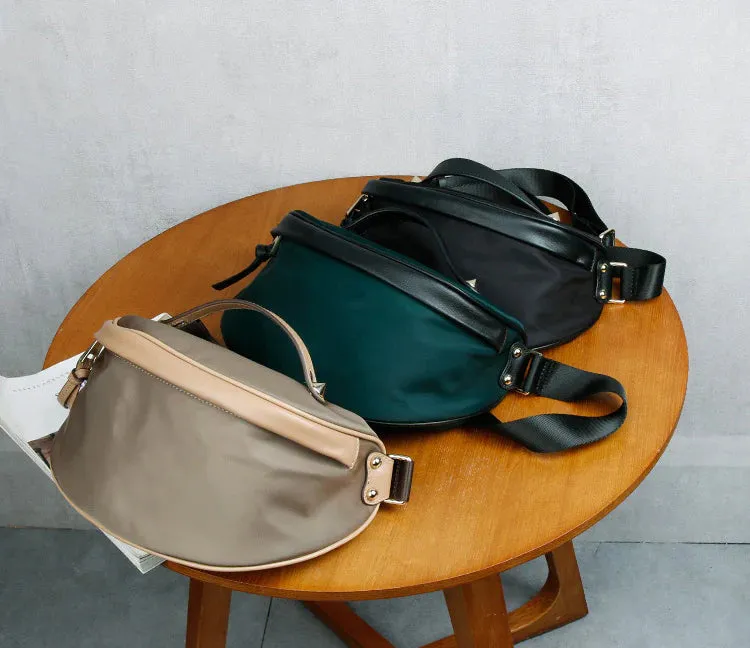 Ladies Black Nylon Crossbody Bag Chest Bag For Women