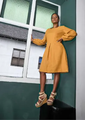 Lantern Sleeve Cotton Dress