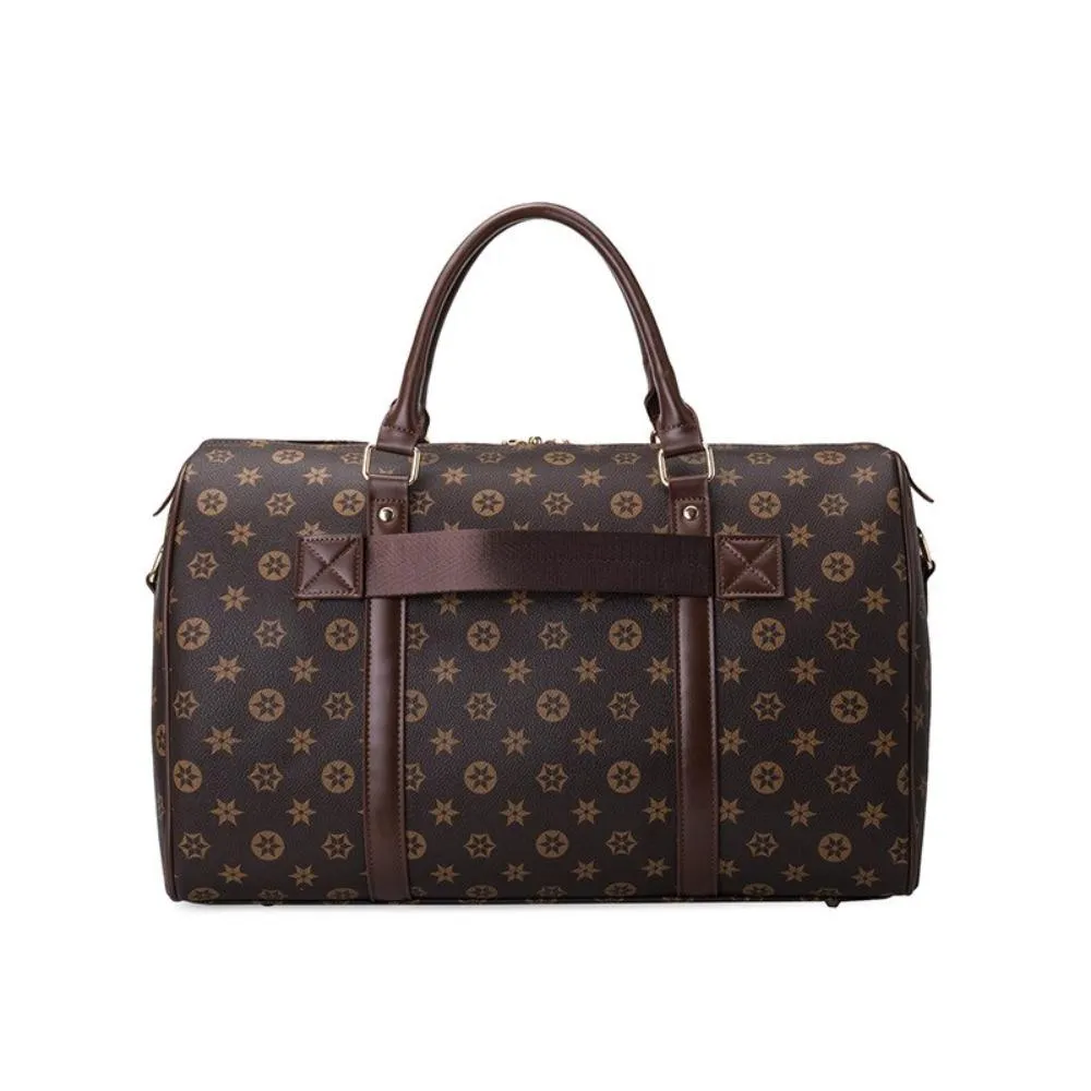 Luxury Classic Plaid Design Tote Carry On Leather Travel Bag