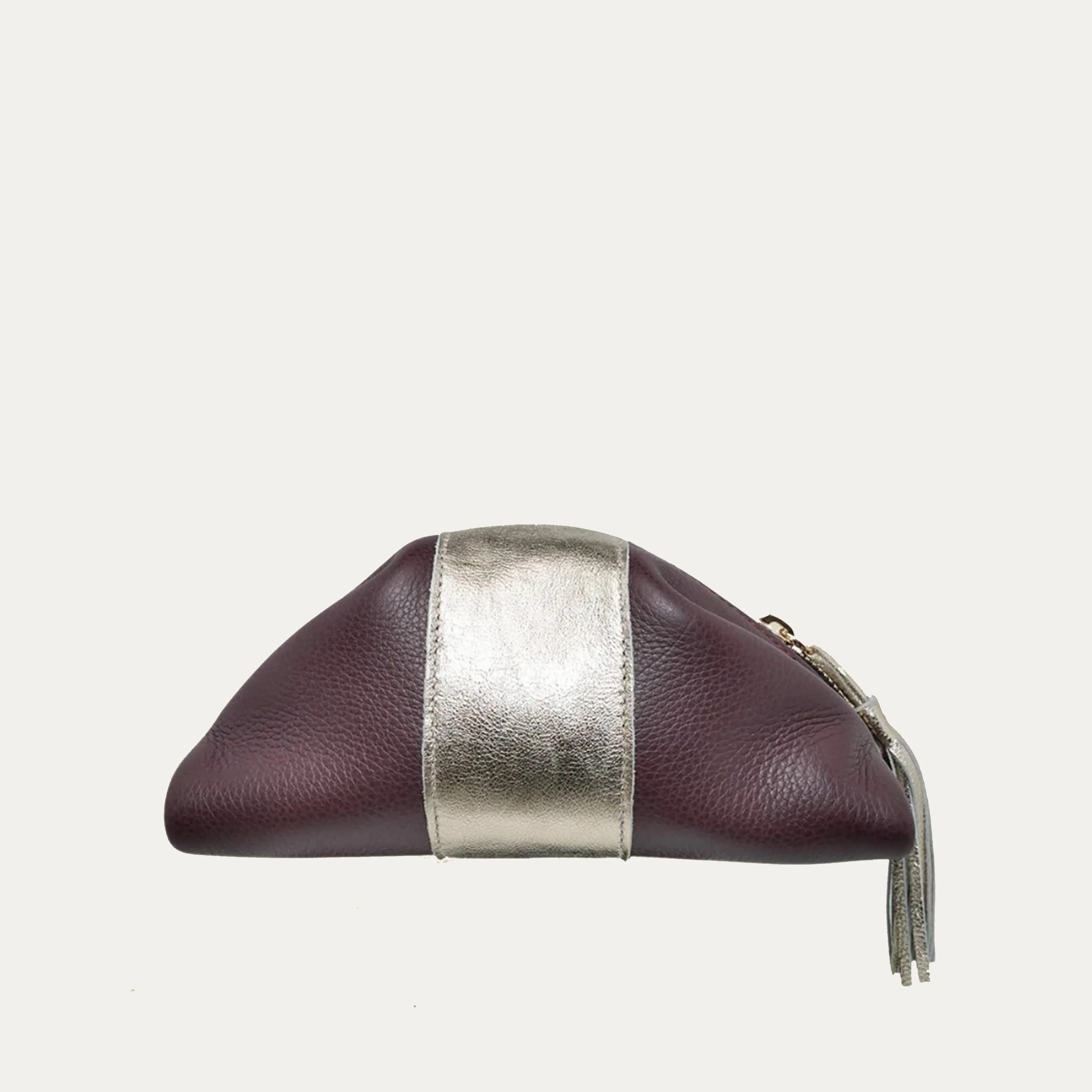 Medium Travel Pouch | Burgancy   Gold Strip "The Markle"