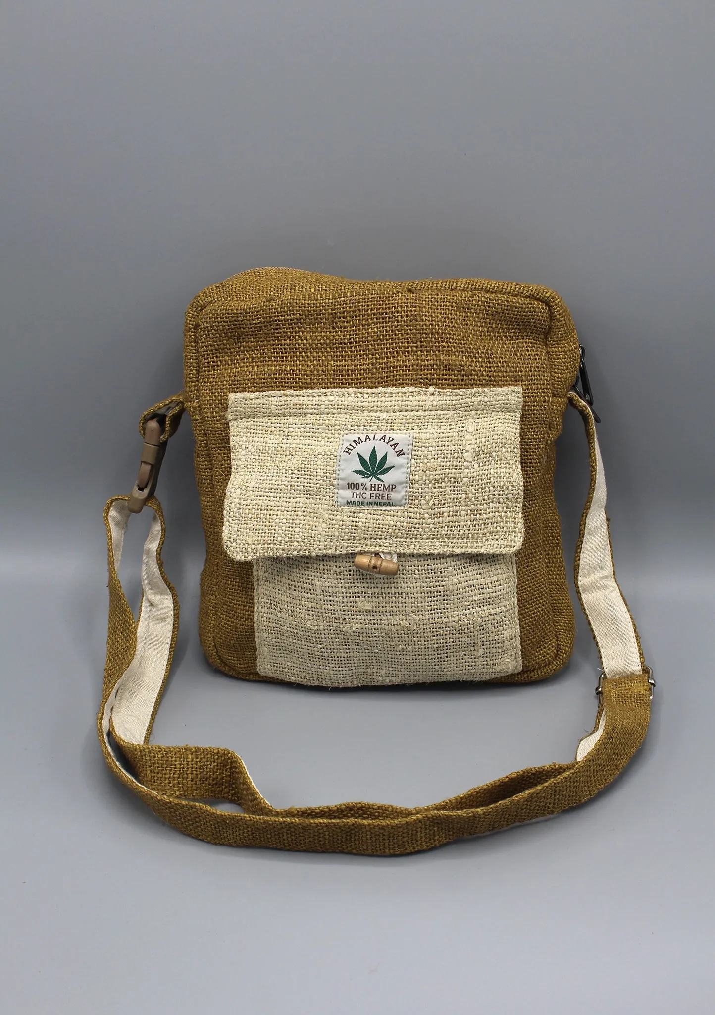 Mustard Color Hemp Cross Body Passport Bag