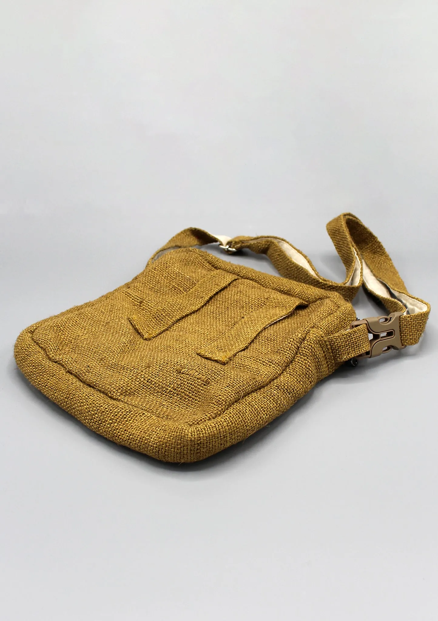 Mustard Color Hemp Cross Body Passport Bag