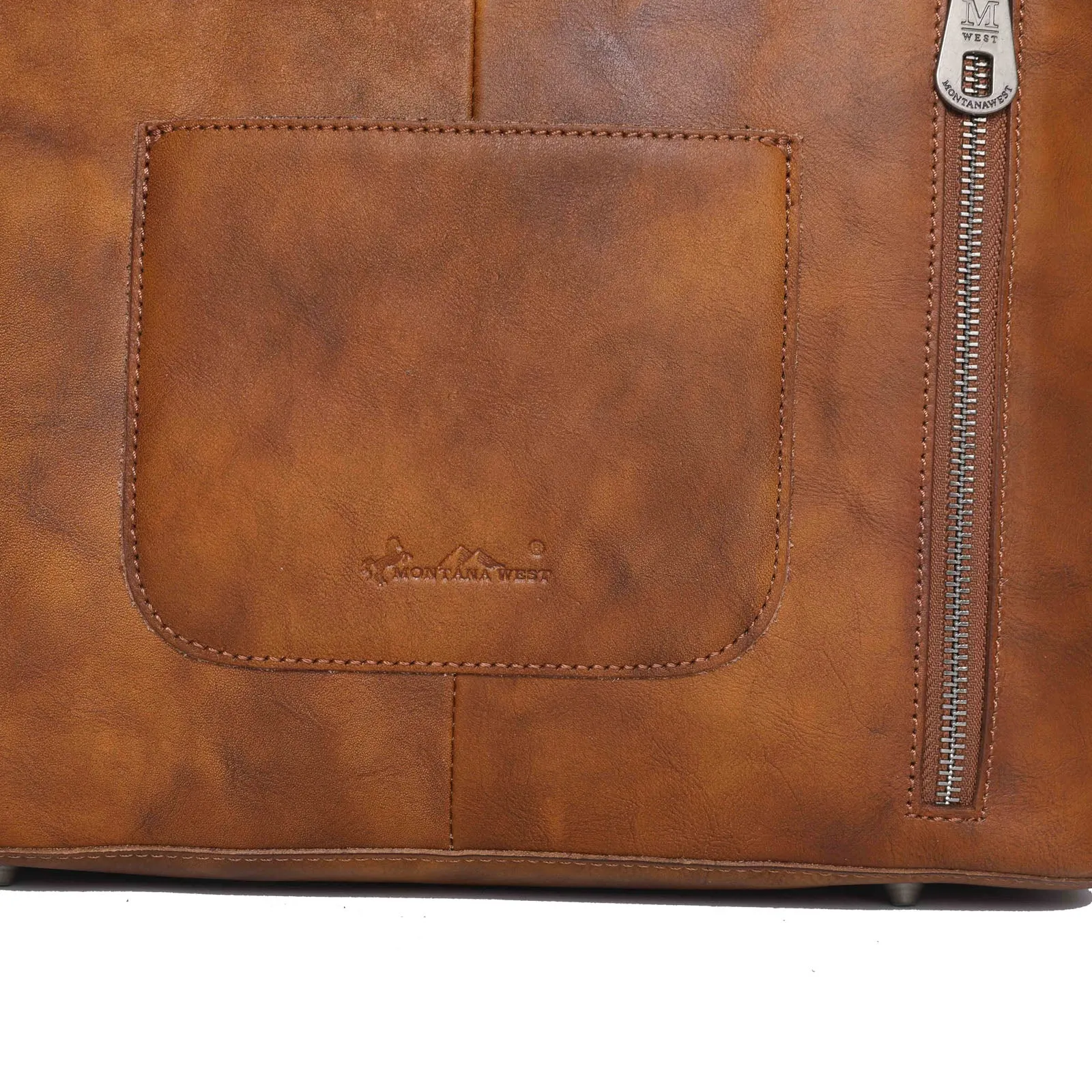MWRG-044 Montana West Genuine Leather Hand Tooled Hair-on Concealed Carry Tote