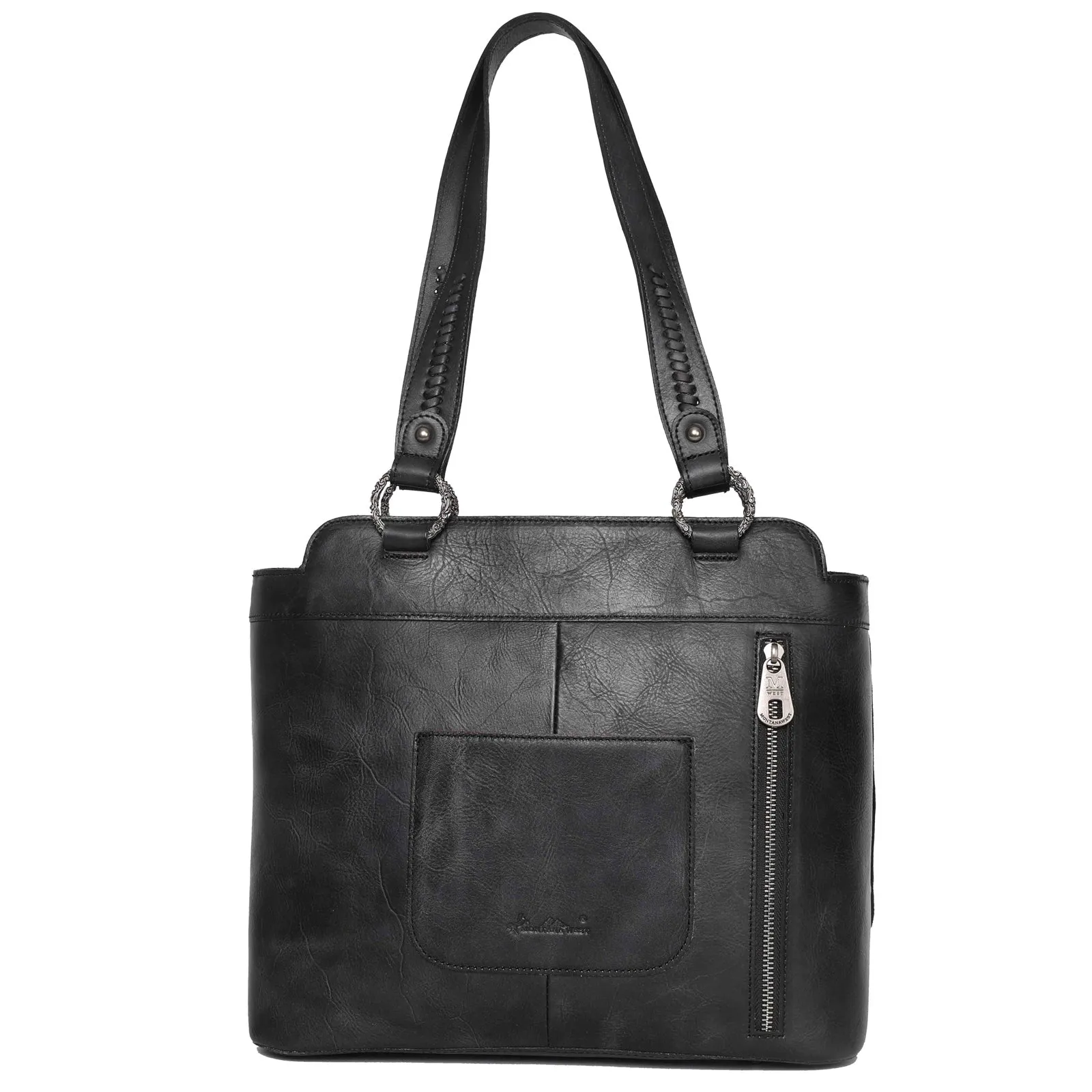 MWRG-044 Montana West Genuine Leather Hand Tooled Hair-on Concealed Carry Tote