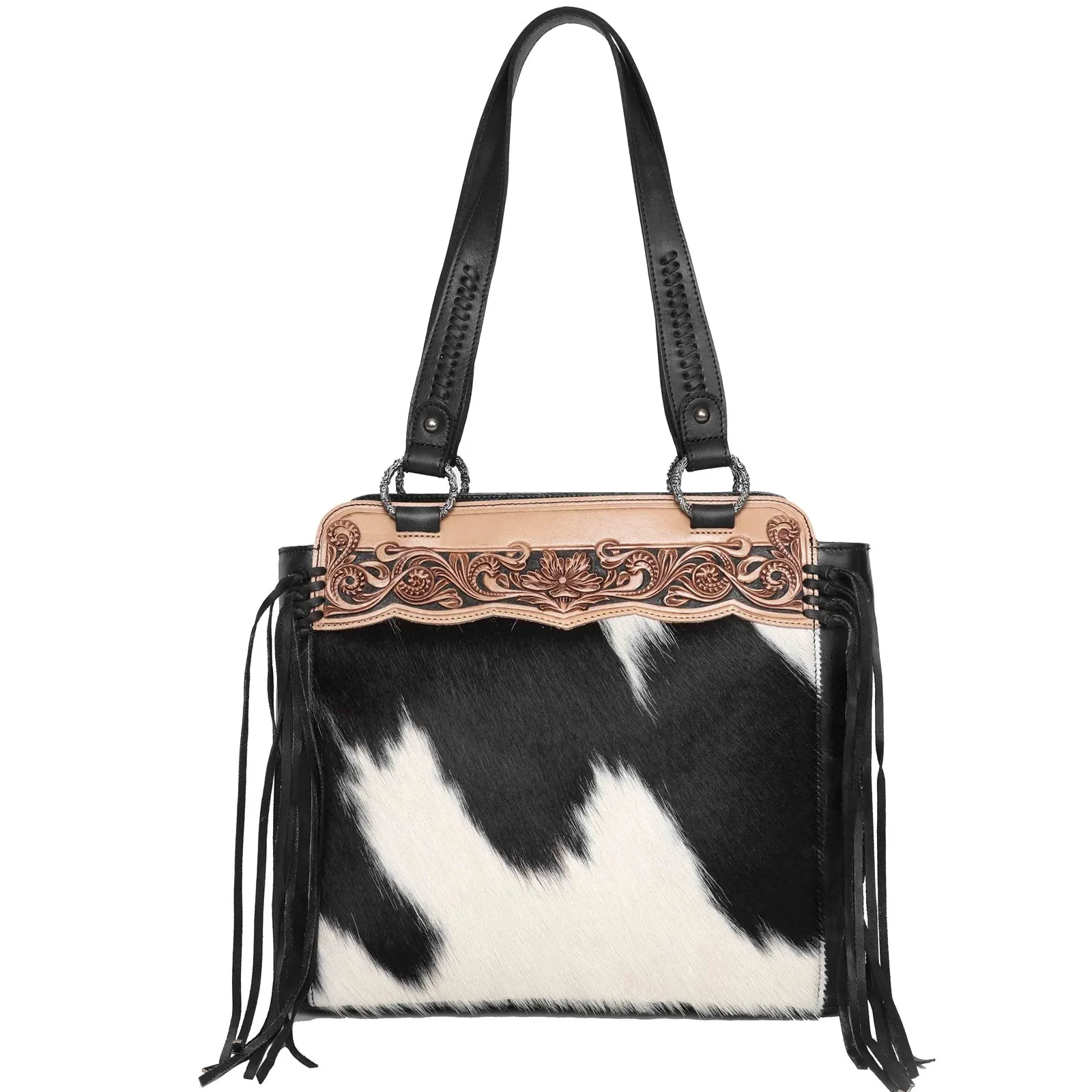 MWRG-044 Montana West Genuine Leather Hand Tooled Hair-on Concealed Carry Tote