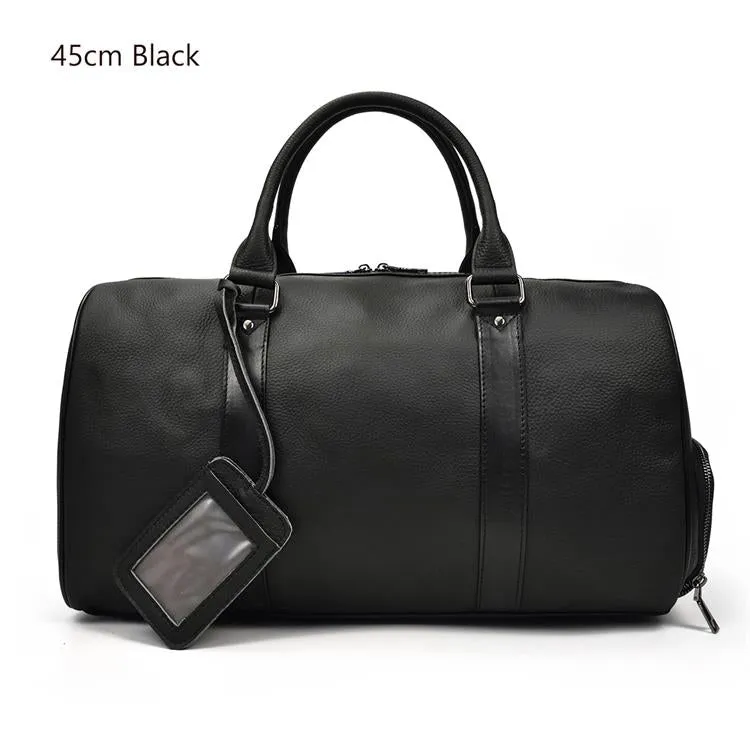 Natural Cowskin Travel Bags Waterproof Men&#39;s Leather Overnight Bag Handbag For Plane Luggage Men Male Weekend Bag Business 55cm