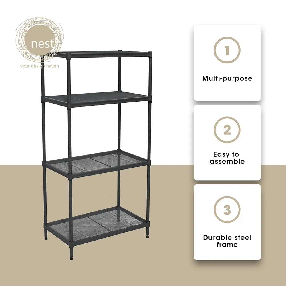 Nest Design Lab Premium Mini Steel Rack Black 4 Layer