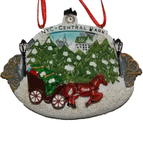 New York Central Park Ornament with Horse & Buggy