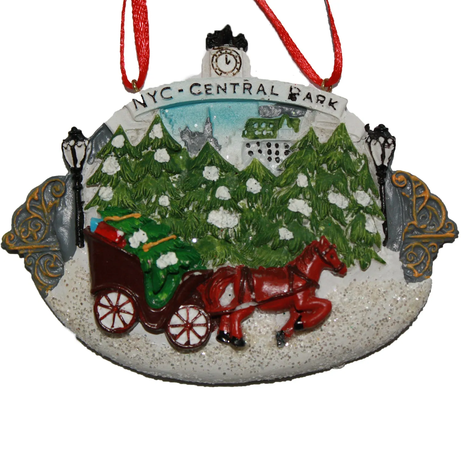 New York Central Park Ornament with Horse & Buggy