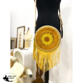 New!Sunflower Tooled Crossbody / YELLOW