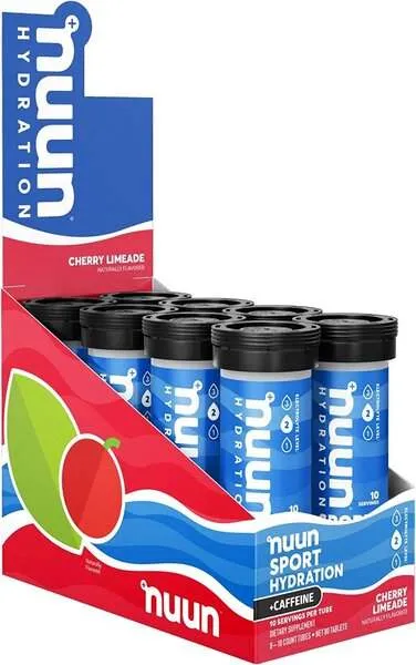 Nuun Sport Hydration   Caffeine, Cherry Limeade - 8 x 10 count tubes