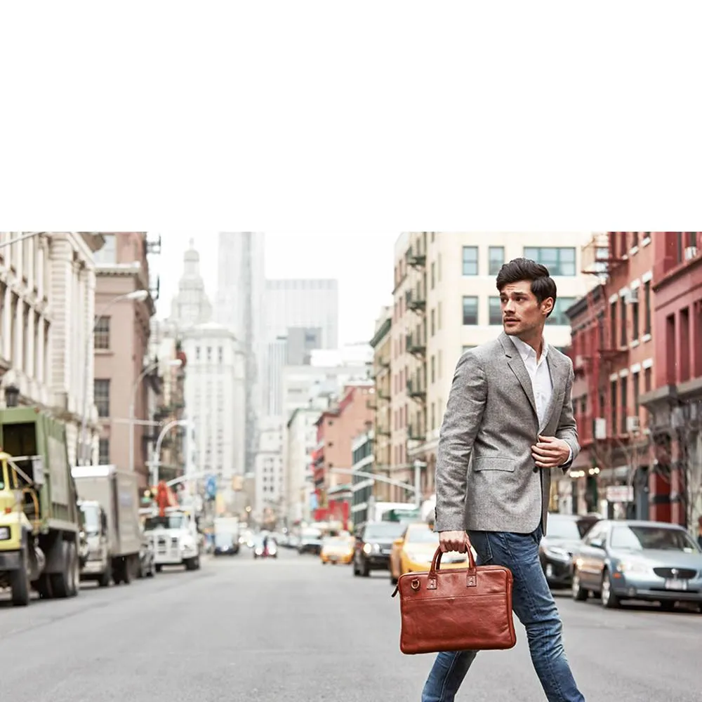 ONA The Leather Kingston Laptop Briefcase - Walnut (ONA040LTC)