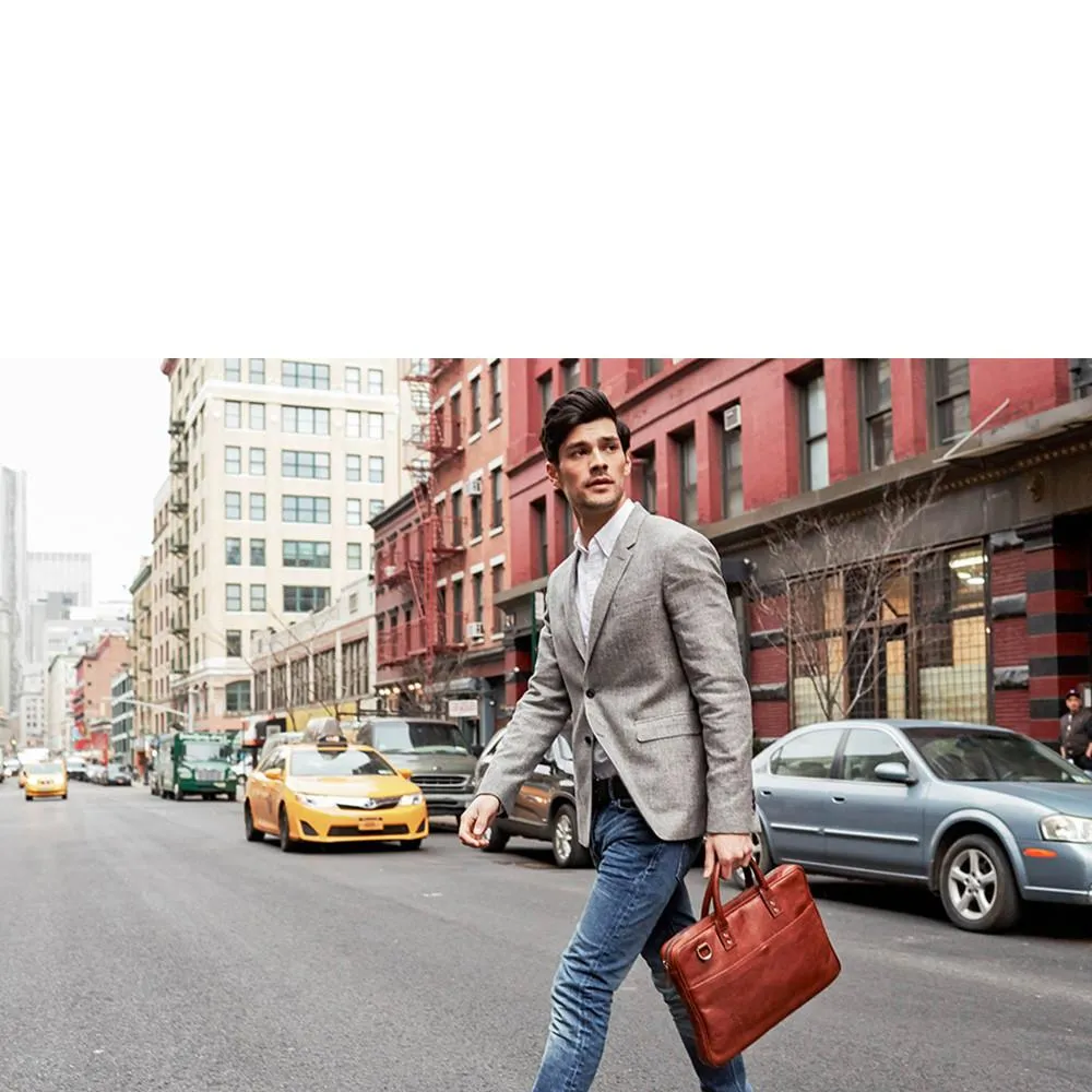 ONA The Leather Kingston Laptop Briefcase - Walnut (ONA040LTC)